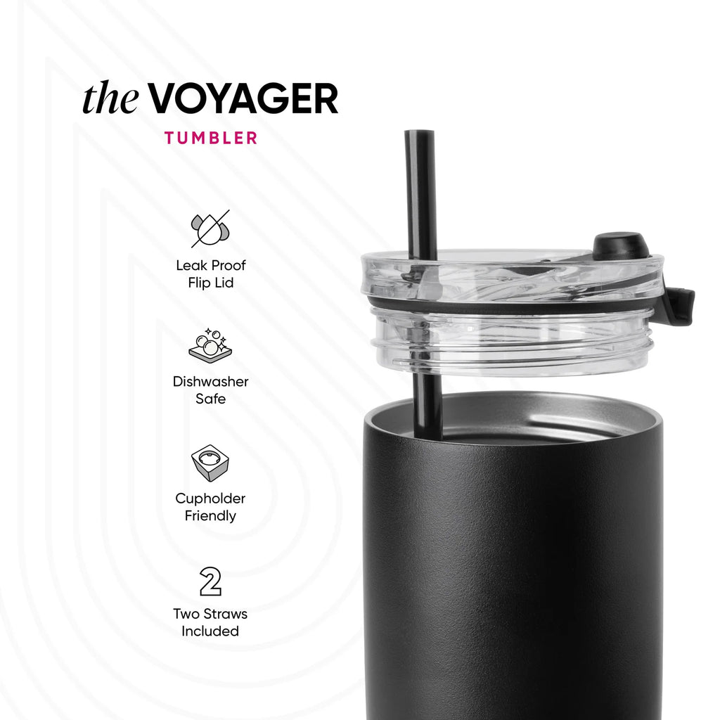 Voyager Tumbler with Clear Flip Lid & Straw