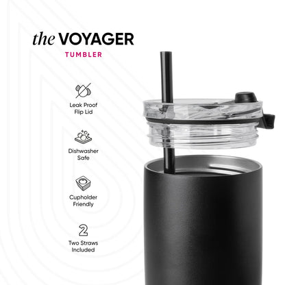 Voyager Tumbler with Clear Flip Lid & Straw